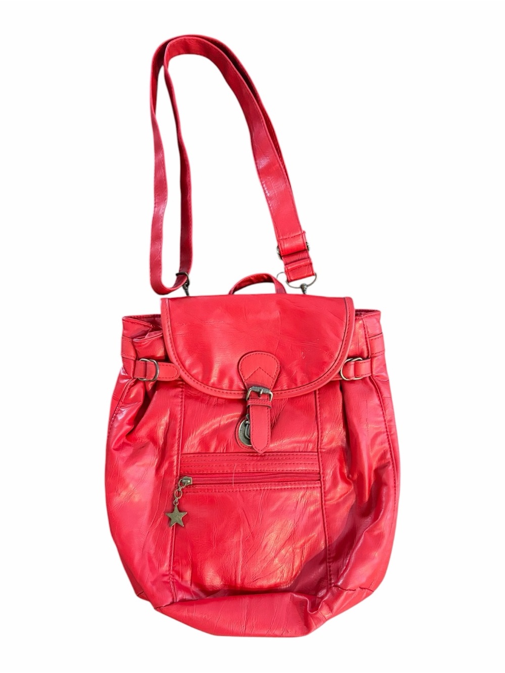 Vintage Capezio Red Vinyl Convertible Backpack Shoulder Bag